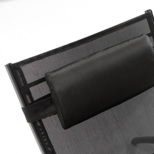 VERGARA Transat ajustable et empilable avec pieds en acier noir