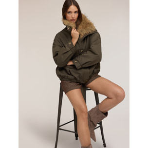 Motivi - Giaccone oversize con colletto - Verde militare
