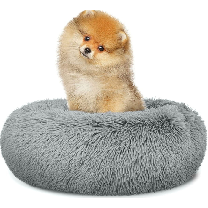 Cuccia a ciambella peluche grigio chiaro per piccoli animali