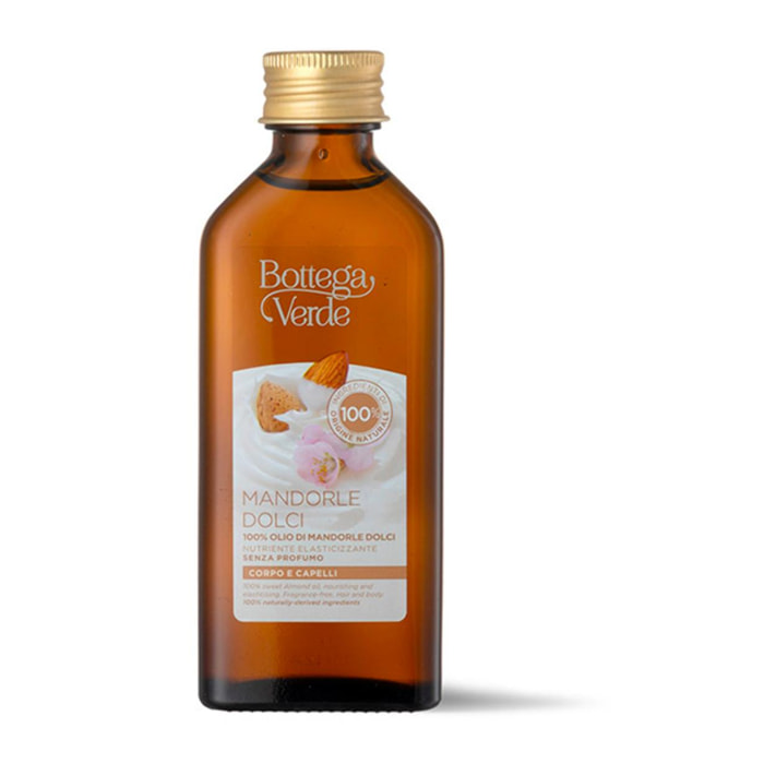 MANDORLE DOLCI - 100% olio di Mandorle dolci - nutriente elasticizzante - senza profumo - corpo capelli