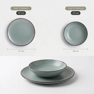 Set 12 Piatti in Ceramica, lavabile in lavastoviglie e adatto a microonde, Intrecci