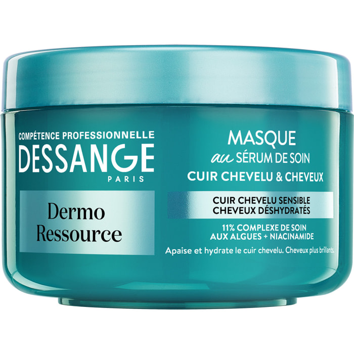 Dessange Dermo Ressource Masque au Sérum de Soin Hydra-Apaisant Cuir Chevelu Sensible, Cheveux Déshydratés 250ml