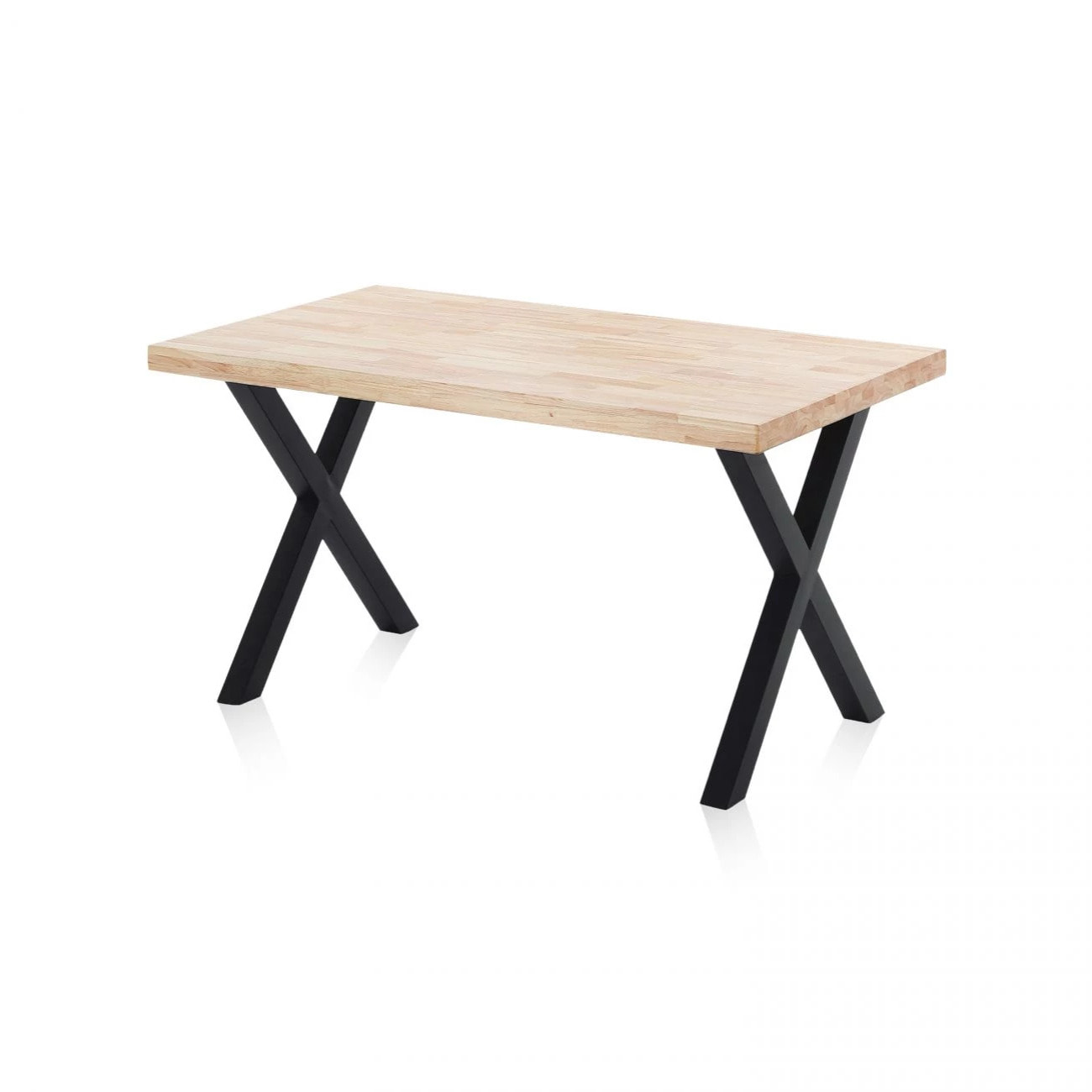 Mesa de comedor fija con patas metálicas en negro y roble salvaje 140x80cm X-Loft Roble salvaje - Negro