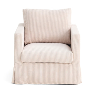 Serena - housse en velours côtelé pour fauteuil - Beige