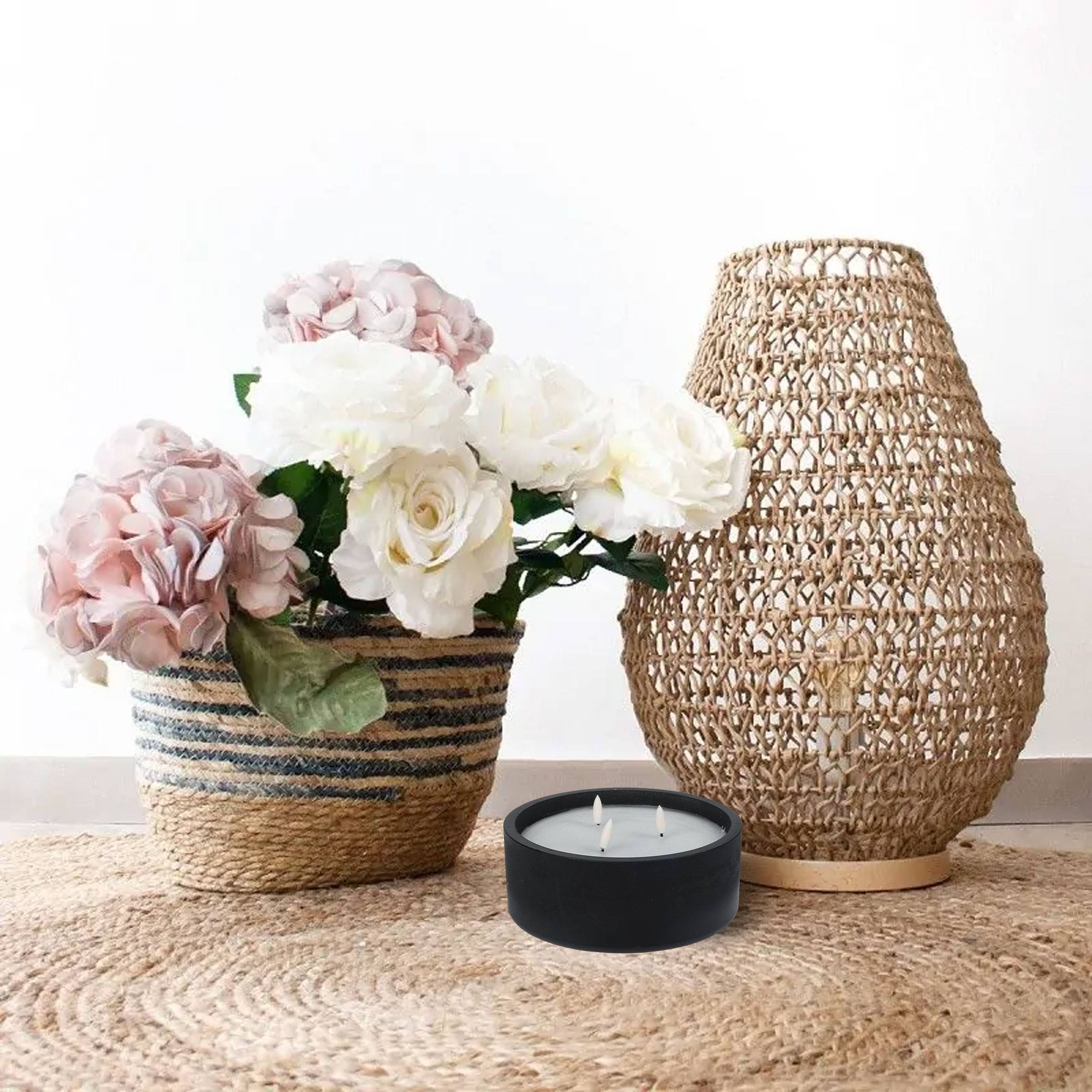 Well home - vela led formato redondo color negro ø20x8cm