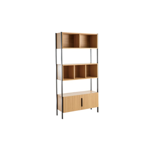 Bibliothèque en bois clair chêne et métal noir L98 cm SILKA