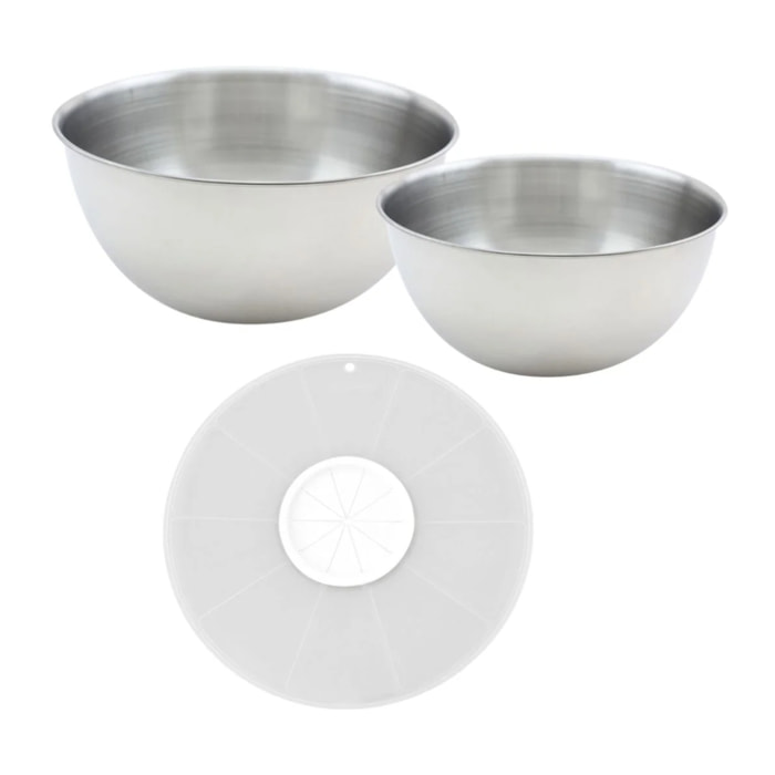 Ensemble de 2 bols de préparation 25 cm et 20.5 cm avec couvercle anti projections Fackelmann Basic