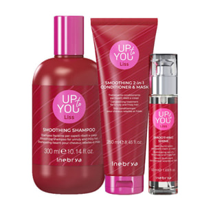 INEBRYA Kit Up To You Liss Smoothing Shampoo 300ml + 2 In 1 Conditioner & Mask 250ml + Smoothing Shine 50ml