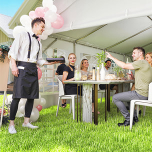 Carpa para Fiesta 4x8 m, Carpa de Jardín con Estructura de Acero Galvanizado, Paredes Laterales Extraíbles, Puerta con Cremallera y Ventanas, UPF50+, Cenador Gazabo para Boda, Eventos, Blanco