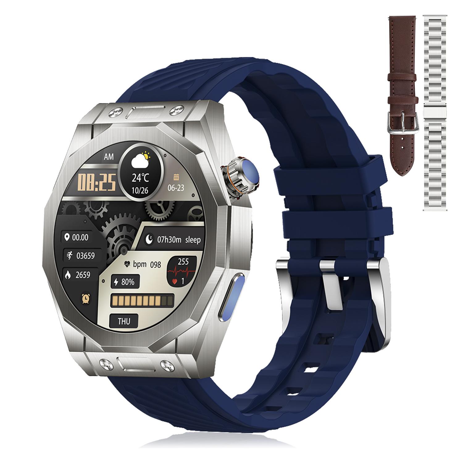 Smartwatch Z83 Max con triplo bracciale. Schermo AMOLED, schermo diviso, chiamate BT. Temperatura, tensione, ecc. Modalità sportive.