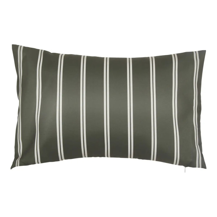 Housse de coussin d'extérieur Tileo 50x30cm rayée vert foncé