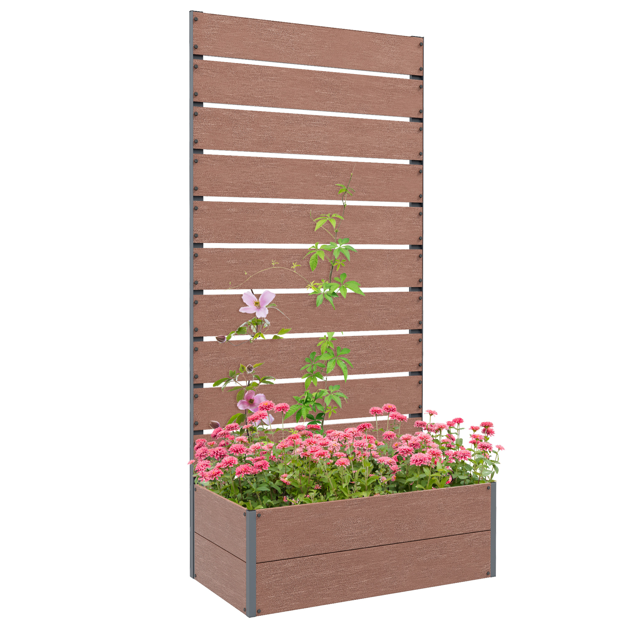 Jardinière treillis haut H.150 cm aluminium composite anthracite effet bois