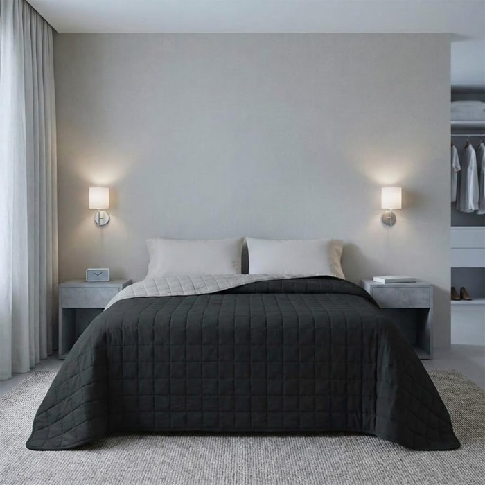 Copriletto matrimoniale estivo leggero double face 260x260 cm, trapunta estiva traspirante e morbida, coperta primaverile elegante e moderna, design reversibile per doppio stile, ideale per stagione calda, resistente e facile da lavare