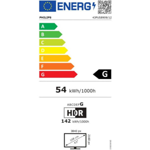 TV LED PHILIPS 43PUS8909 The One Ambilight 144Hz 2024