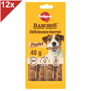 PEDIGREE RANCHOS Récompenses barres poulet et carottes pour chien adulte 12x40g