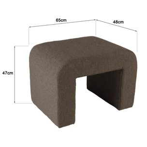 LEOPOLD - Pouf en tissu petite bouclette taupe foncé