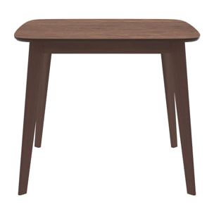 Table carrée 4 personnes en bois foncé finition noyer 90 cm - Julio