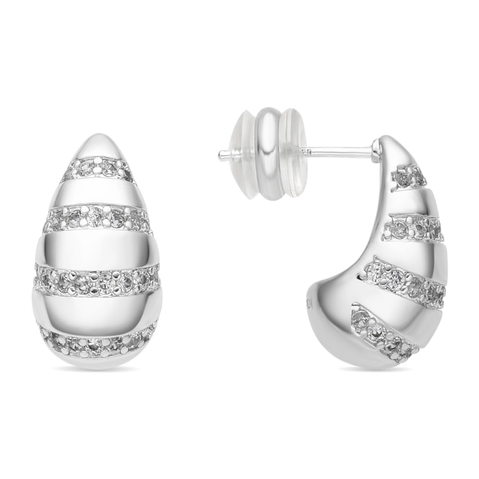 Pendientes acabado plata y Circonita Brillante
