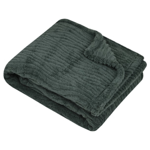 Plaid doux à vaguelettes - Vert foncé