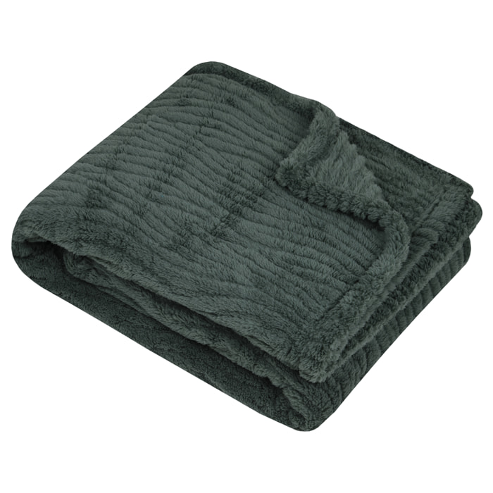 Plaid doux à vaguelettes - Vert foncé