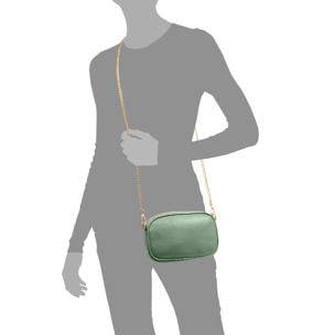 Asola bolso bandolera, de piel auténtica acabado dollaro.