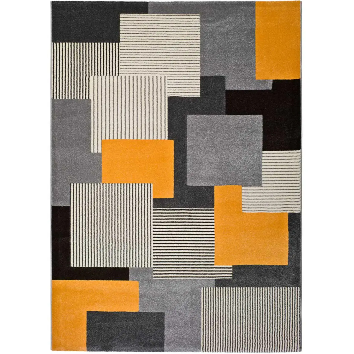 LEO Alfombra geométrica de pelo corto gris, varias medidas disponibles.