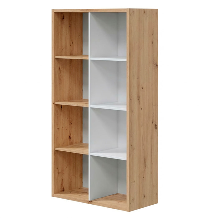 Libreria Cubi 8 Vani Modulare Mobile Moderno Per Libri Installabile In Verticale O Orizzontale Soggiorno Ufficio 71.5 x 137 x 33 Cm Rovere e Bianco