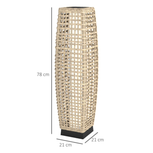Linterna de Jardín de Ratán Sintético Luces Solares Exterior con Luces LED Encendido/Apagado Automático para Terraza Balcón Patio 21x21x78 cm Natural