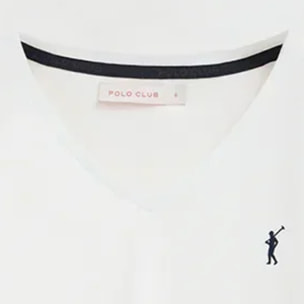 Camiseta blanca de manga larga y cuello pico con bordado Rigby Go