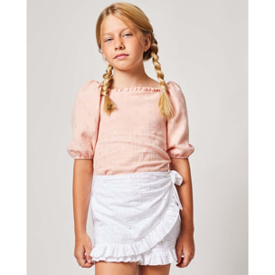 SHORT PAREO CON NUDO BORDADO BLANCO