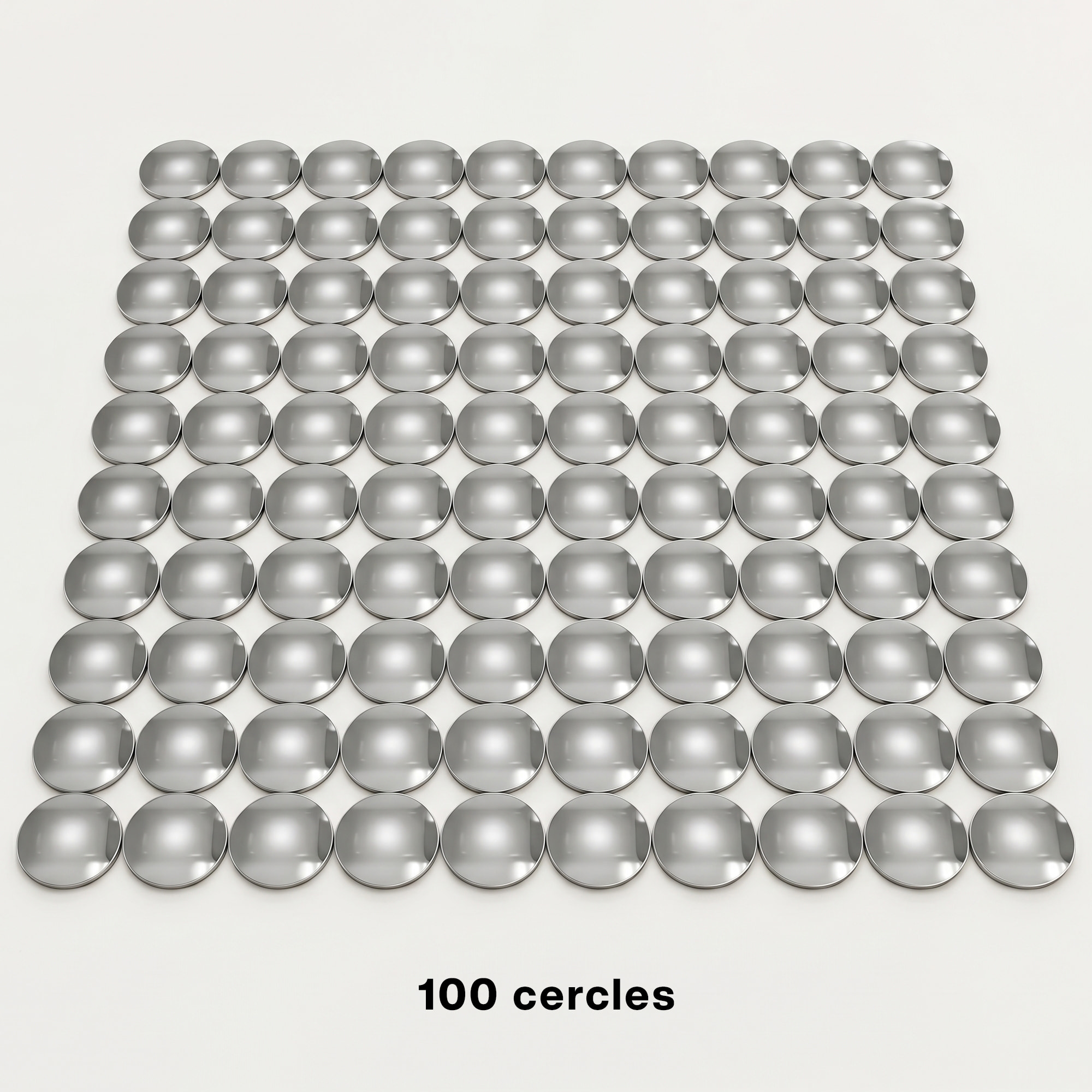 Pack de 100 cercles en papier adhésifs 3D métal argentés