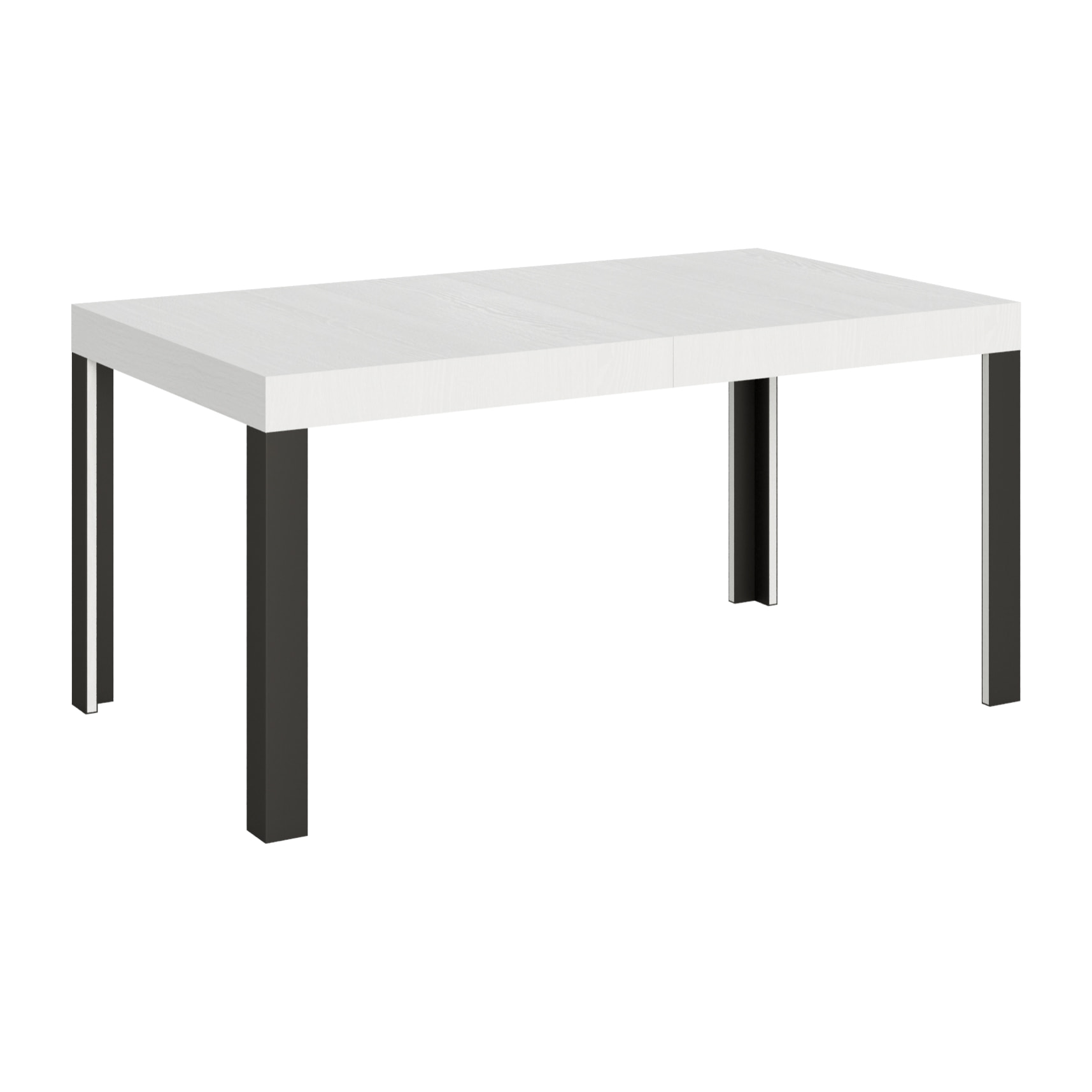 Table extensible 90x160/264 cm Linea Frêne Blanc cadre Anthracite