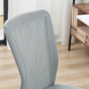 Silla de Oficina de Malla Silla de Escritorio Giratoria sin Brazos con Altura Ajustable Carga 100 kg para Estudio Despacho 43x58x90-100 cm Gris