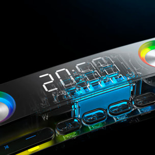 Barra de sonido SH39 Bluetooth 5.4 con teclas mecánicas, pantalla y luz RGB. Batería de 3600mAh. Gaming, home cinema.