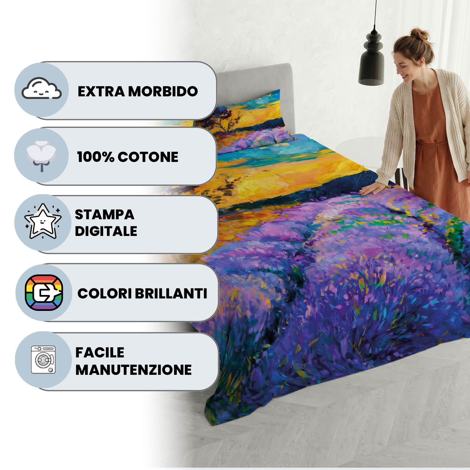 PARURE LETTO SOGNI D'AUTORE, Stampa Digitale, 100% Cotone - 12