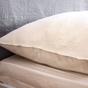 Drap Housse Microfibre Lavee - Bonnet 28cm Beige Sable