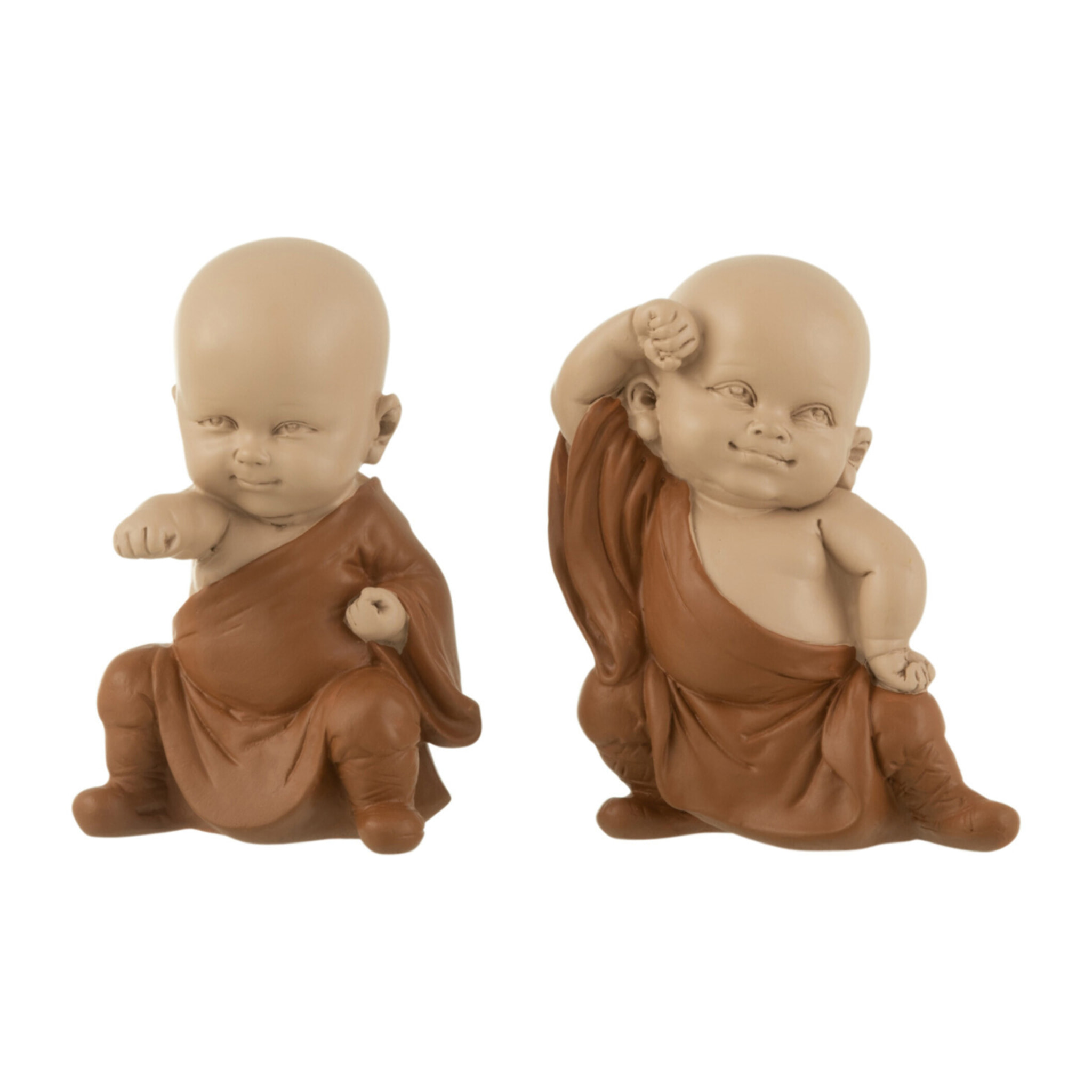 J-Line figurine Moine Zen - polyrésine - marron - 2 pcs