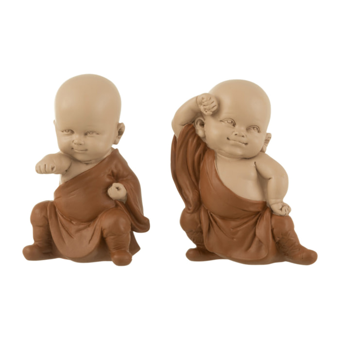 J-Line figurine Moine Zen - polyrésine - marron - 2 pcs