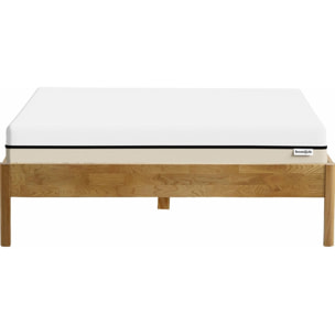 Lit en chêne massif + Matelas Hybride - AINA & SPRING ELITE