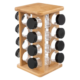 Support rotatif 16 pots à épices bambou
