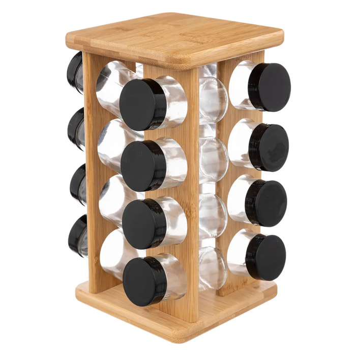 Support rotatif 16 pots à épices bambou