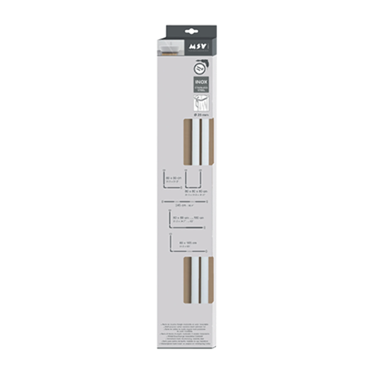 Barre tringle pour rideau de douche d'angle modulable à  fixer en Alu 80x80x80cm Blanc MSV