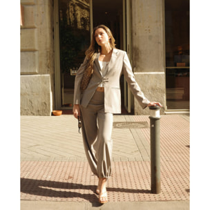 Pantalón recto de raya diplomática de traje de mujer