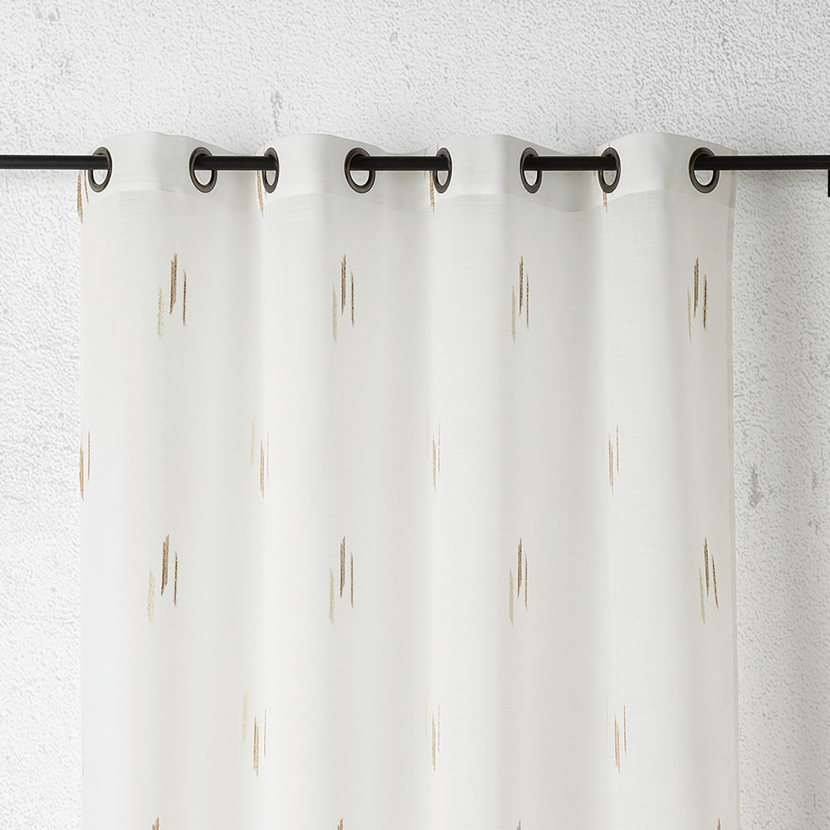 Voilage texturé motif fil coupé esprit ikat - Beige