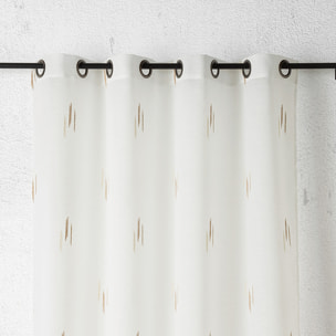 Voilage texturé motif fil coupé esprit ikat - Beige