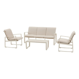Salon de jardin "Boreane" lin & argile 5 places en aluminium texaline et polyester