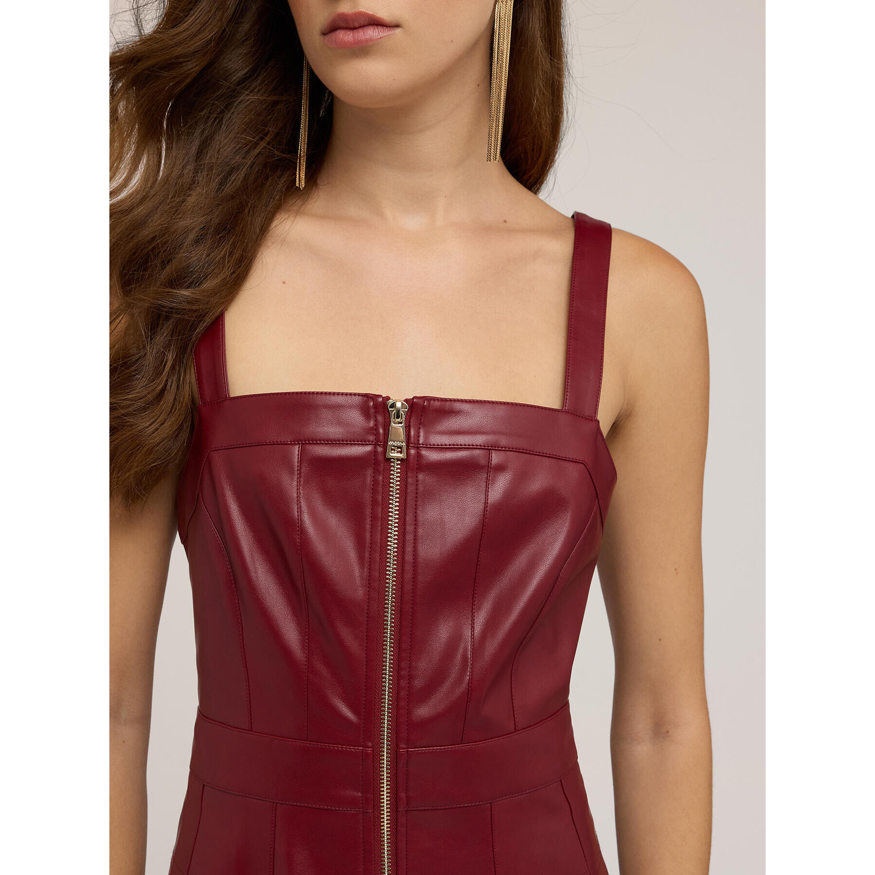 Motivi - Vestido de paneles en tejido revestido - Burgundy