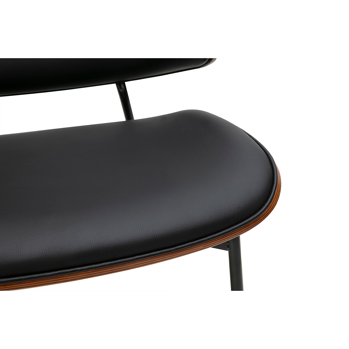 Fauteuil noir, bois foncé et métal noir FABULO