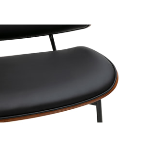Fauteuil noir, bois foncé et métal noir FABULO