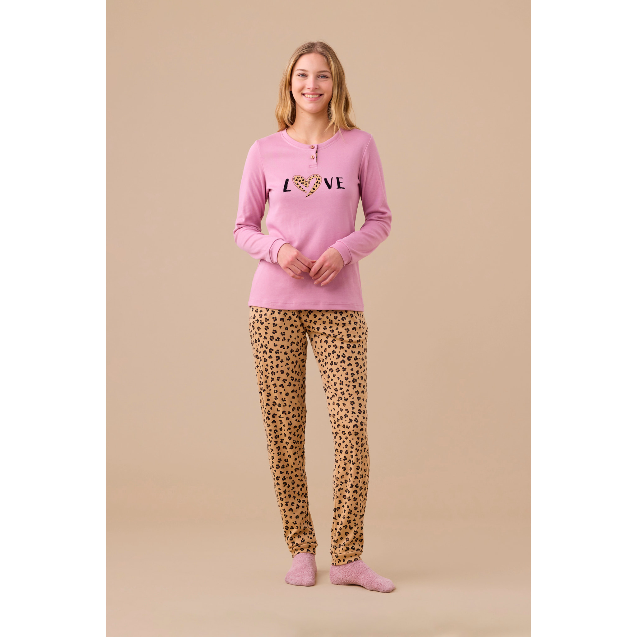 Pigiama donna invernale in caldo cotone articolo animalier. Noidinotte